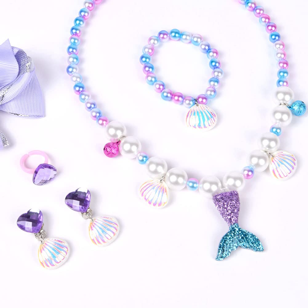 OSDUE Schmuckset Mädchen, Kinderschmuck Enthalten Halskette, Ringe, Armbänder, Ohrring, Schmuck Set Einhorn für Party Dress Up Geschenk