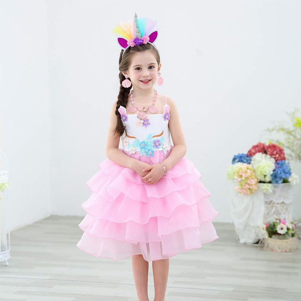OSDUE Schmuckset Mädchen, Kinderschmuck Enthalten Halskette, Ringe, Armbänder, Ohrring, Schmuck Set Einhorn für Party Dress Up Geschenk