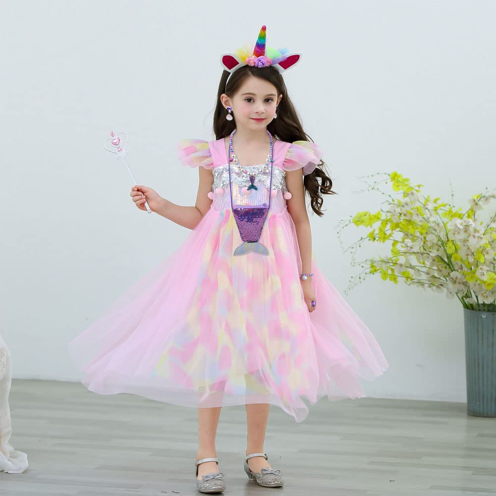 OSDUE Schmuckset Mädchen, Kinderschmuck Enthalten Halskette, Ringe, Armbänder, Ohrring, Schmuck Set Einhorn für Party Dress Up Geschenk