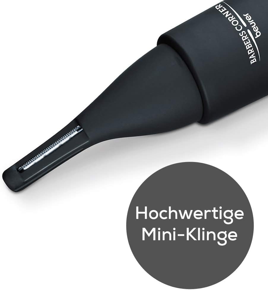 Beurer HR 2000 Präzisionstrimmer zur Korrektur und zum Trimmen von Augenbrauen, Nasen- und Ohrhaaren, inkl. Kammaufsatz und abnehmbarem Schneidaufsatz