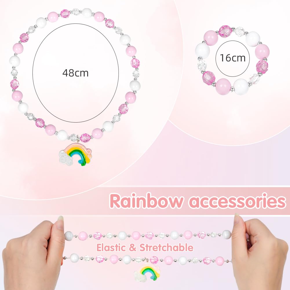 OSDUE Schmuckset Mädchen, Kinderschmuck Enthalten Halskette, Ringe, Armbänder, Ohrring, Schmuck Set Einhorn für Party Dress Up Geschenk