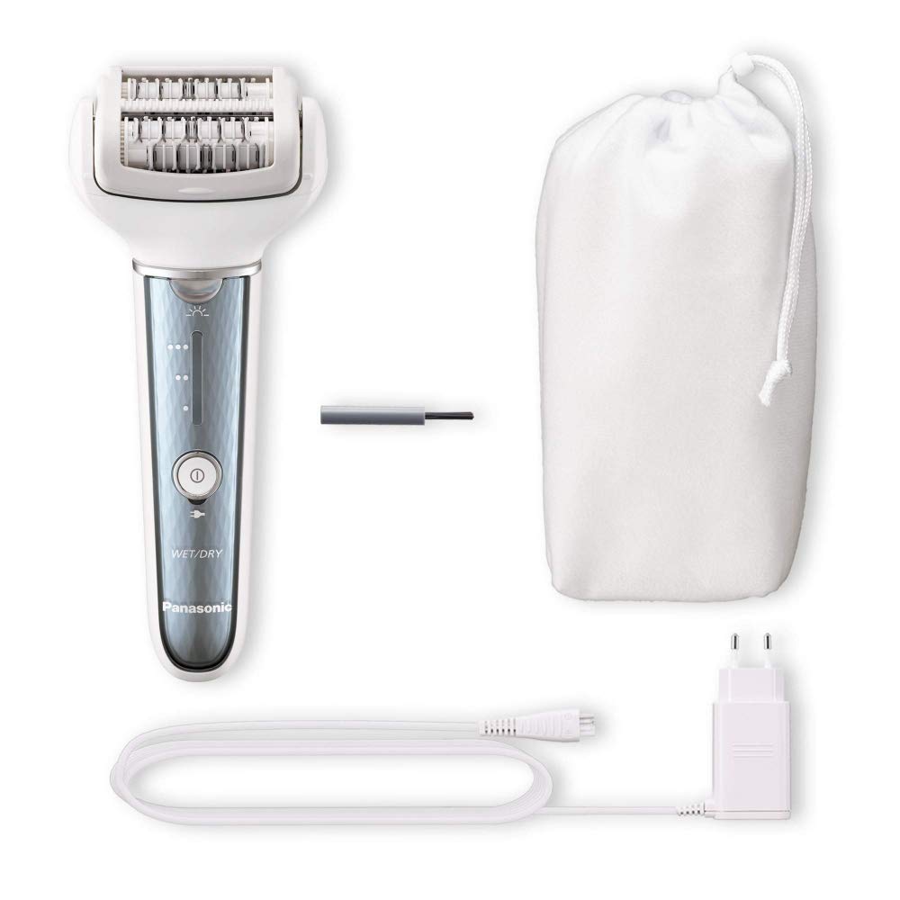 Panasonic Epilierer ES-EL2A-A503, Epiliergerät Damen, Wet & Dry, mit Licht (LED), erweiterbares Zubehör, blau