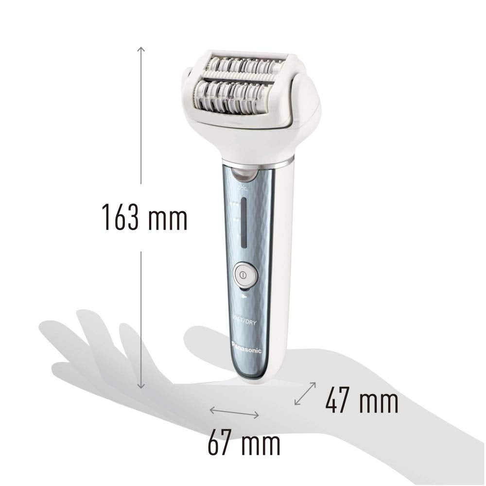 Panasonic Epilierer ES-EL2A-A503, Epiliergerät Damen, Wet & Dry, mit Licht (LED), erweiterbares Zubehör, blau
