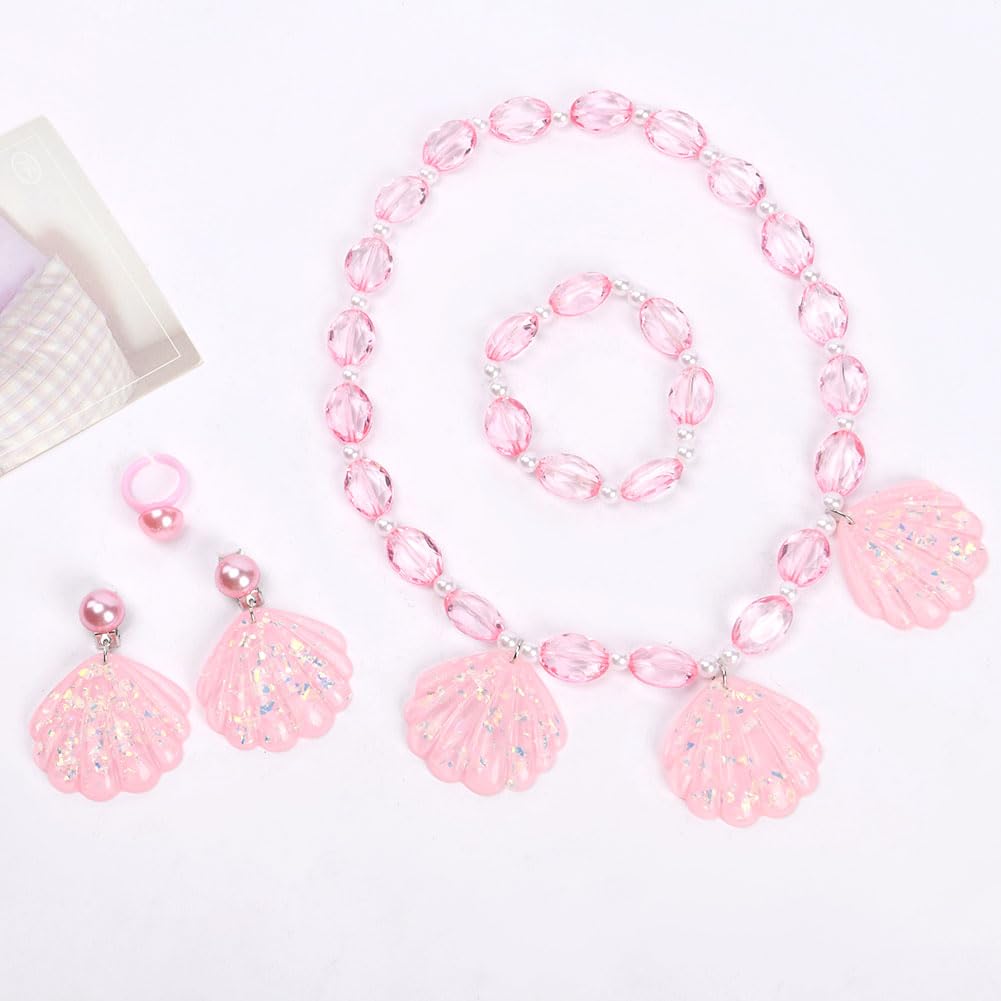 OSDUE Schmuckset Mädchen, Kinderschmuck Enthalten Halskette, Ringe, Armbänder, Ohrring, Schmuck Set Einhorn für Party Dress Up Geschenk