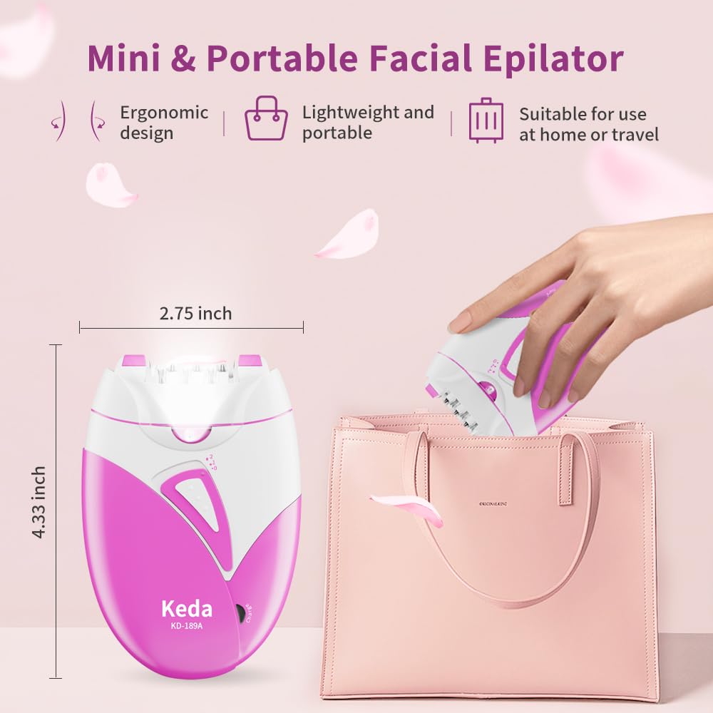 Epilierer Damen, Epilierer Haarentfernung für Frauen,Gesichts Epilierer mit 2 Geschwindigkeit,Smooth Glide Epilierer,Glamorous Skin Epilierer für Gesicht,Lady Shaver Remover für Bikinizone,Achseln,Arm