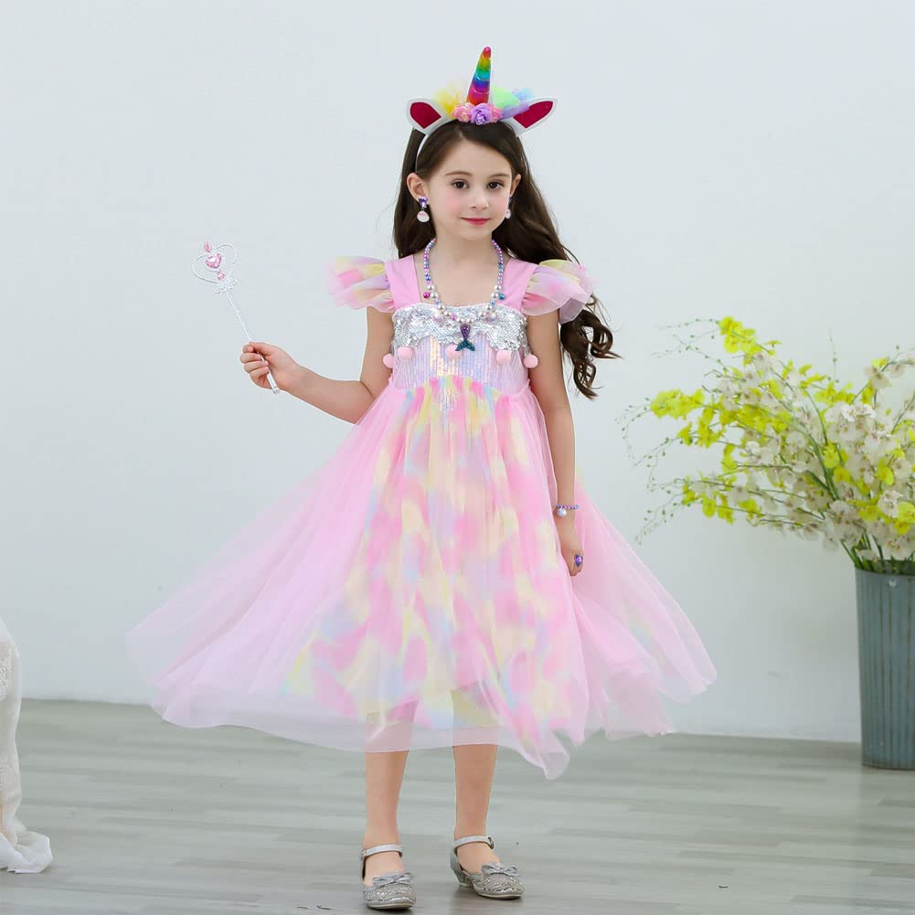 OSDUE Schmuckset Mädchen, Kinderschmuck Enthalten Halskette, Ringe, Armbänder, Ohrring, Schmuck Set Einhorn für Party Dress Up Geschenk
