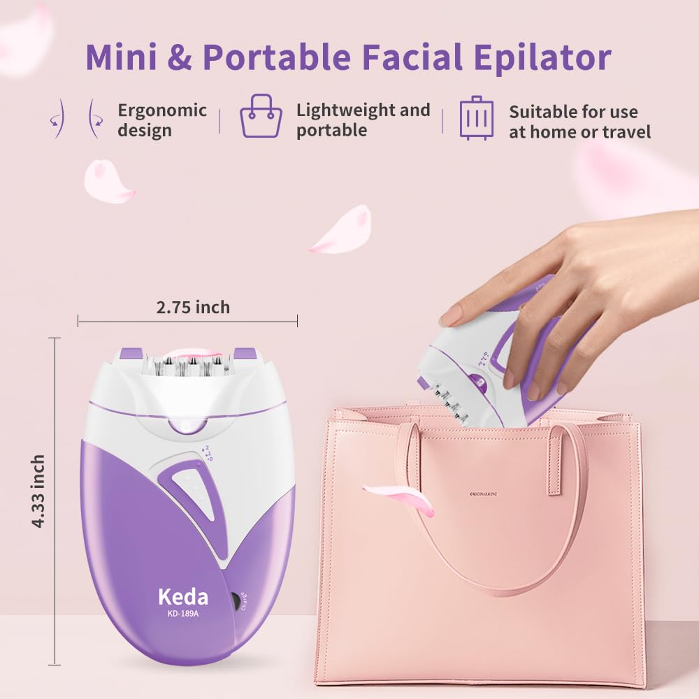 Epilierer Damen, Epilierer Haarentfernung für Frauen,Gesichts Epilierer mit 2 Geschwindigkeit,Smooth Glide Epilierer,Glamorous Skin Epilierer für Gesicht,Lady Shaver Remover für Bikinizone,Achseln,Arm
