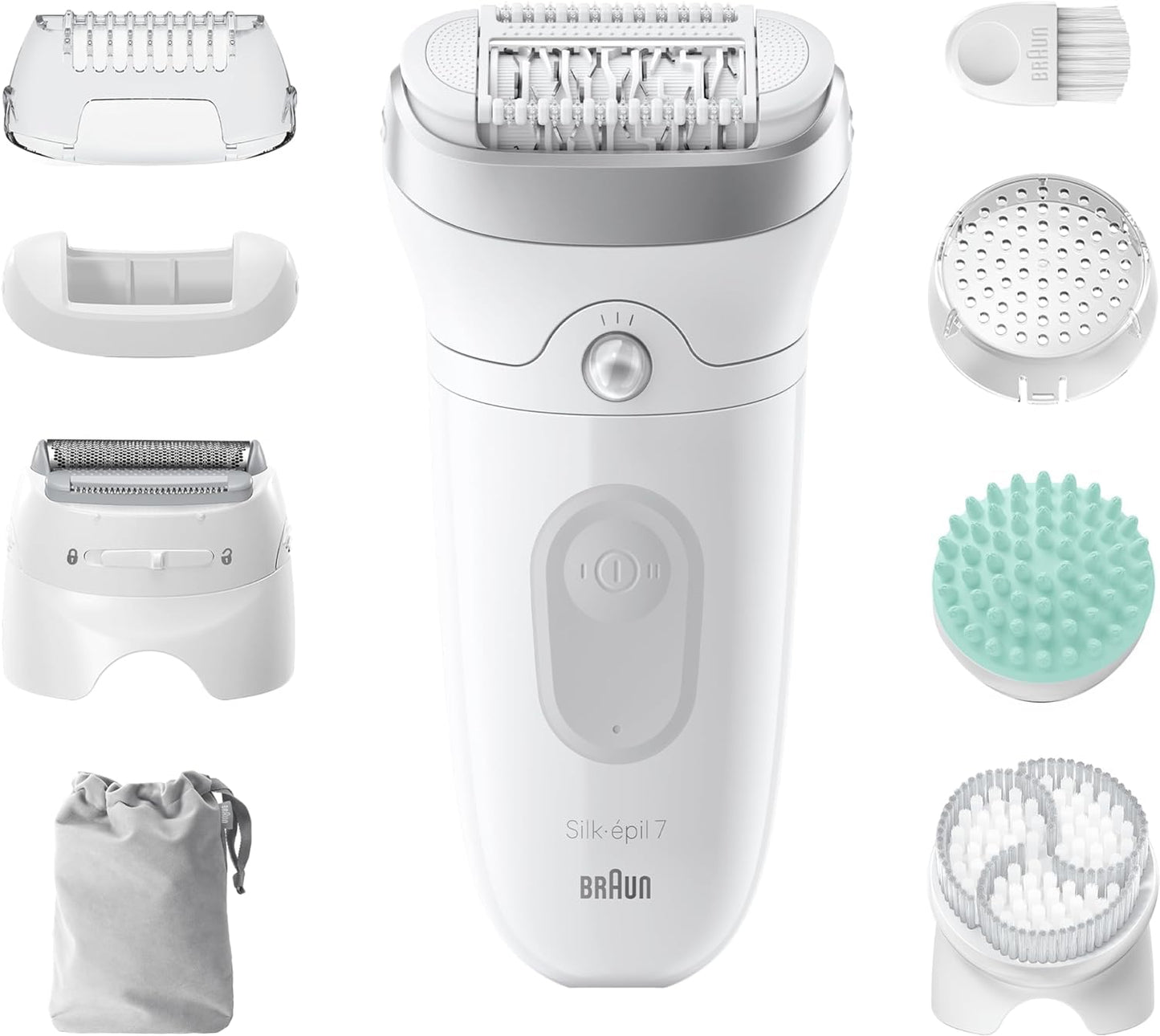 Braun Silk-épil 7 7-210 Women's Epilator / Hair Remover for Long-Lasting Hair Removal with Bikini Trimmer (Hair Trimmer Intimate Area), White/Flamingo Pink
