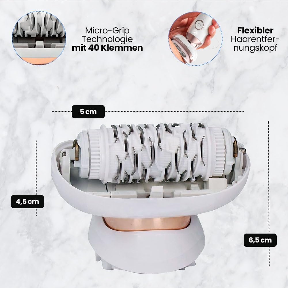Anakel Home Ersatzkopf 81719648 kompatibel mit Braun Silkepil 9 Flex Epilierer, flexibler Kopf, Micro-Grip-Technologie mit 40 Pinzetten