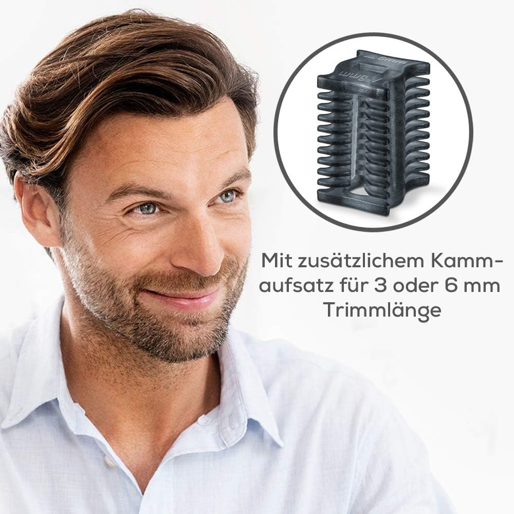Beurer HR 2000 Präzisionstrimmer zur Korrektur und zum Trimmen von Augenbrauen, Nasen- und Ohrhaaren, inkl. Kammaufsatz und abnehmbarem Schneidaufsatz