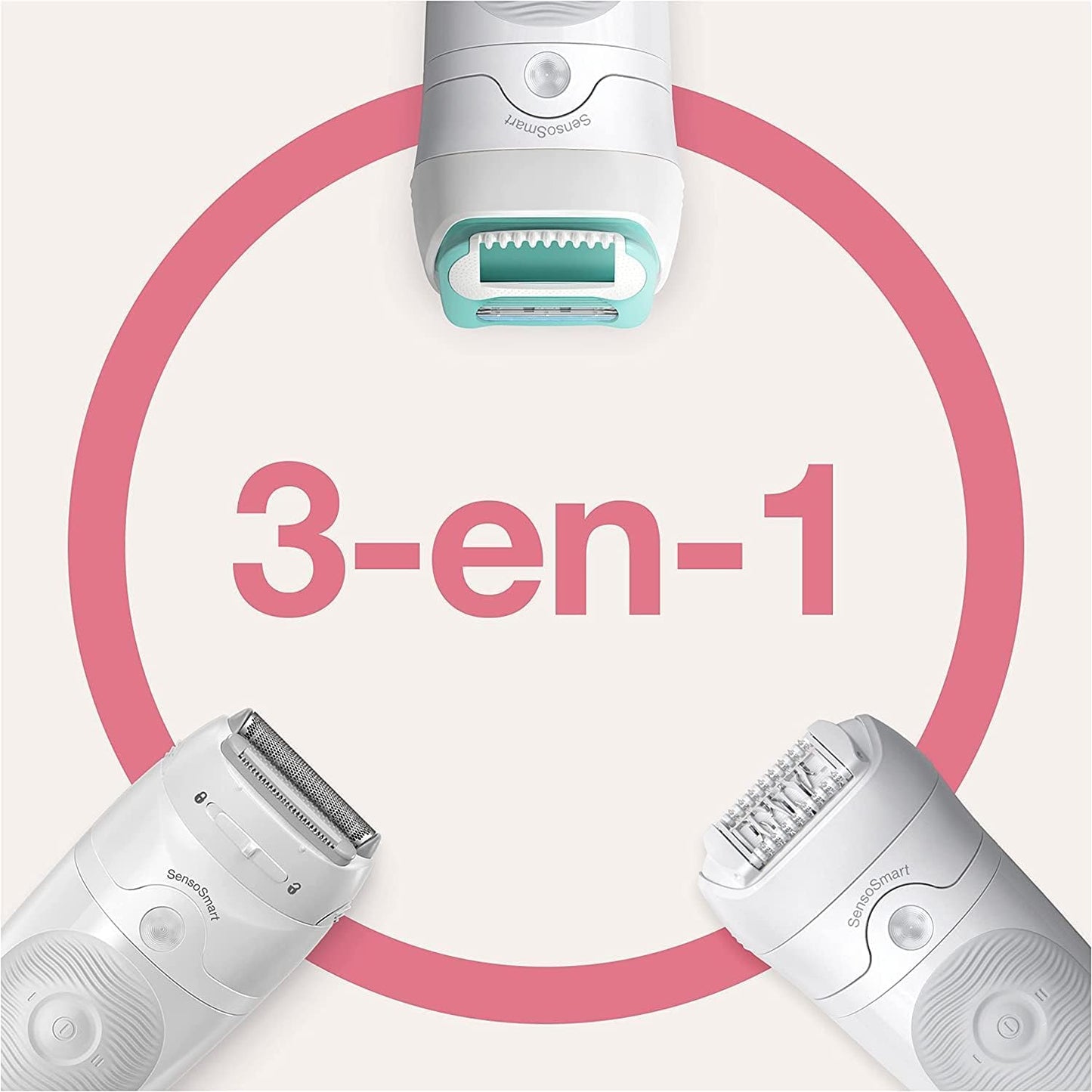 Braun Silk-épil 5, Epilierer Damen / Haarentferner für langanhaltende Haarentfernung, Ladyshaver,Trimmeraufsatz, Peelingaufsätz, Made in Germany, 5-060, Weiß/Flamingorosa