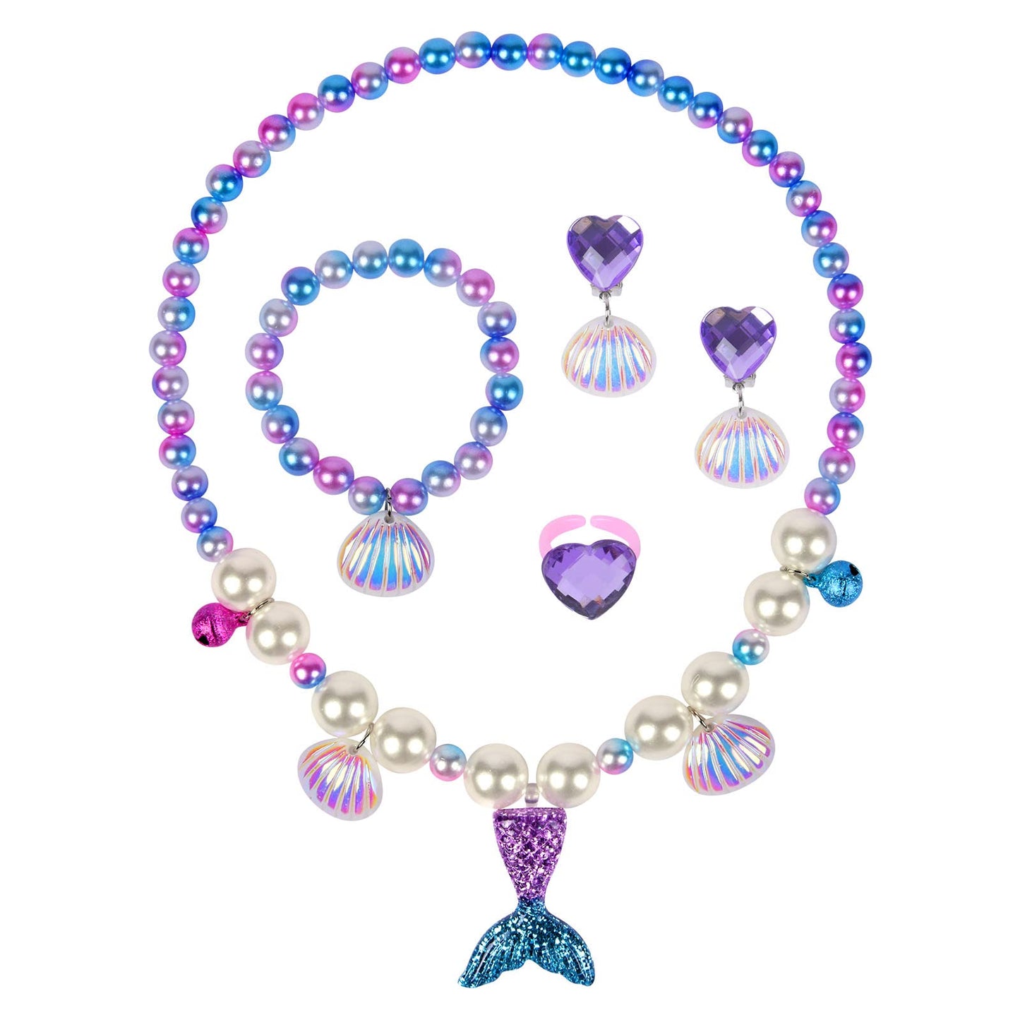 OSDUE Schmuckset Mädchen, Kinderschmuck Enthalten Halskette, Ringe, Armbänder, Ohrring, Schmuck Set Einhorn für Party Dress Up Geschenk