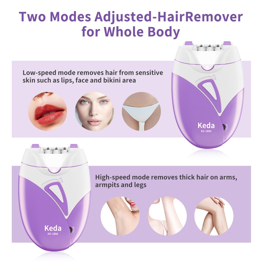 Epilierer Damen, Epilierer Haarentfernung für Frauen,Gesichts Epilierer mit 2 Geschwindigkeit,Smooth Glide Epilierer,Glamorous Skin Epilierer für Gesicht,Lady Shaver Remover für Bikinizone,Achseln,Arm