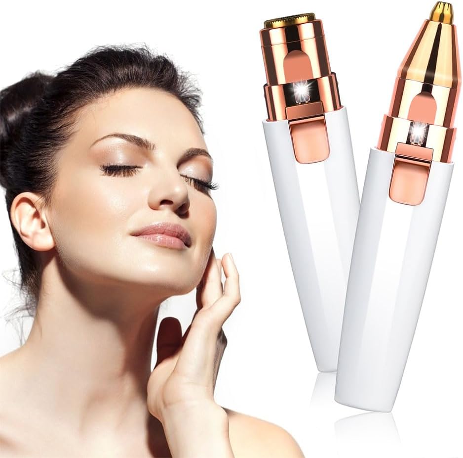 URAQT Gesichtshaarentferner für frauen, 2 in 1 USB Elektrischer Augenbrauen Rasier, Schmerzfreie Augenbrauen Trimmer Frauen Für Körper Gesichtshaare Lippen Kinn, eingebautem LED-Licht