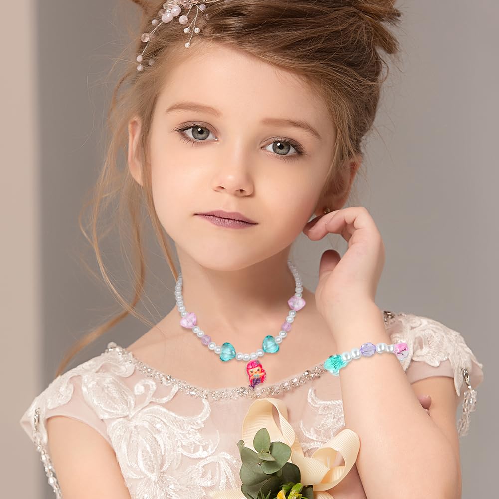 OSDUE Schmuckset Mädchen, Kinderschmuck Enthalten Halskette, Ringe, Armbänder, Ohrring, Schmuck Set Einhorn für Party Dress Up Geschenk