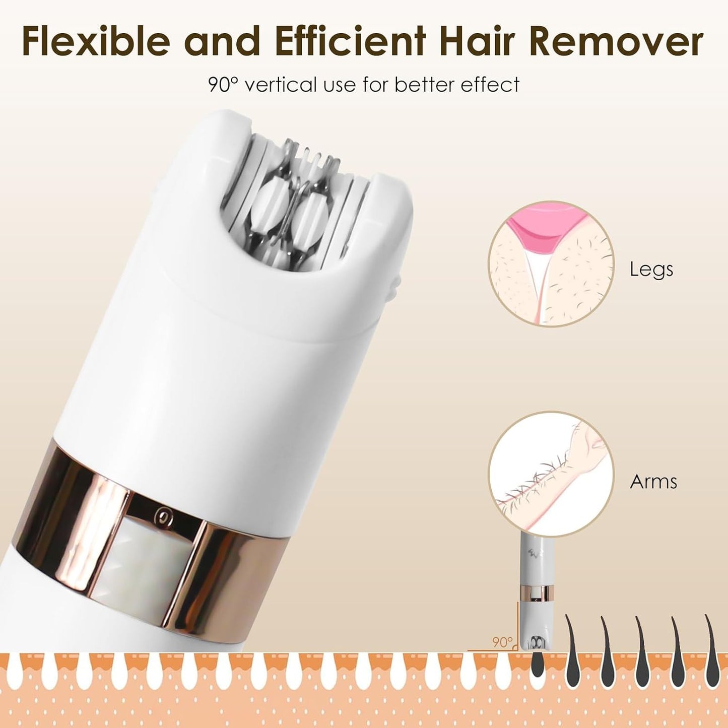 Epilierer Damen, 5 in1 Rasierer Damen Kabellos, Damenrasierer Elektrisch, Intimrasierer für Frauen USB Lady Shaver Elektrisch,IPX4 Nass- und Trockengebrauch für Beine, Arme, Achseln,Bikinizone