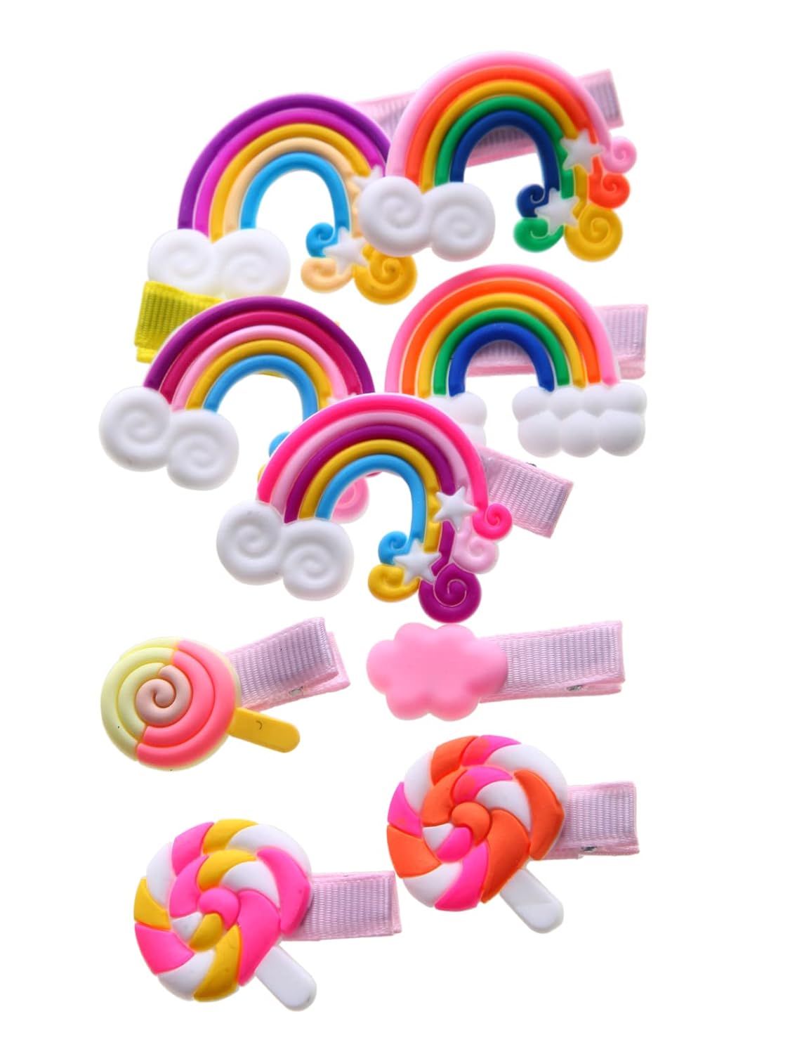 56 Pieces Cute Hair Clips Fashion Hair Accessories for Girls Flowers Fruits Colorful Rainbow Candy Dessert Cute Animal Hair Clips Set Non-Slip Metal Snaps