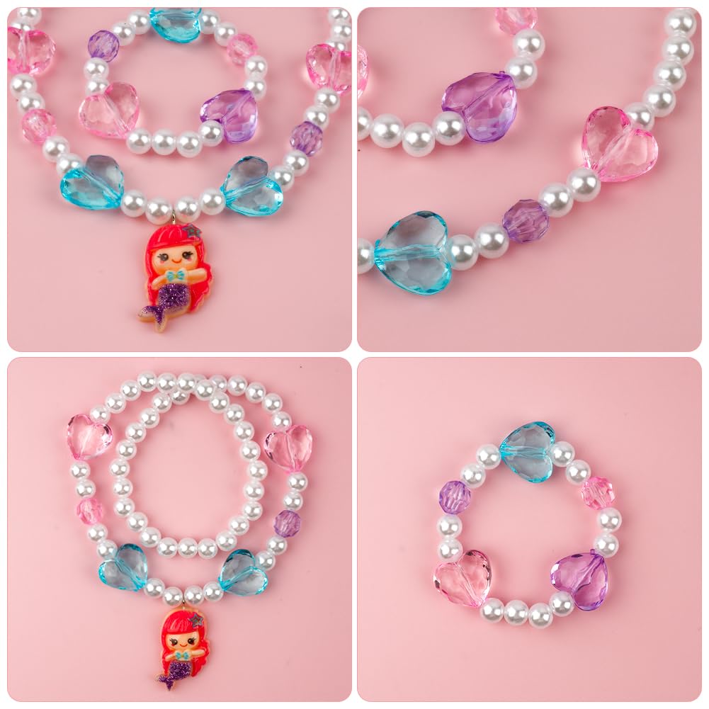 OSDUE Schmuckset Mädchen, Kinderschmuck Enthalten Halskette, Ringe, Armbänder, Ohrring, Schmuck Set Einhorn für Party Dress Up Geschenk