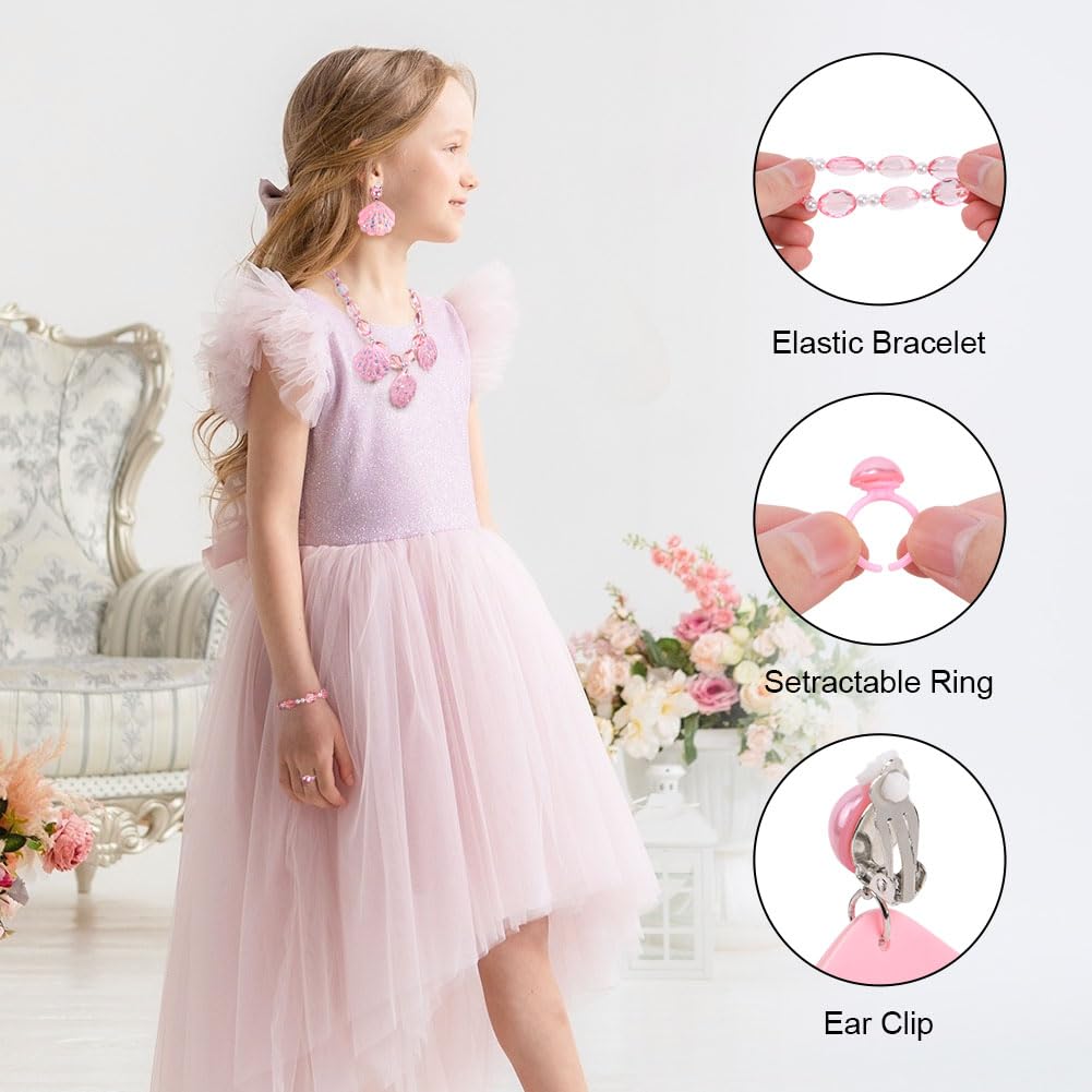 OSDUE Schmuckset Mädchen, Kinderschmuck Enthalten Halskette, Ringe, Armbänder, Ohrring, Schmuck Set Einhorn für Party Dress Up Geschenk