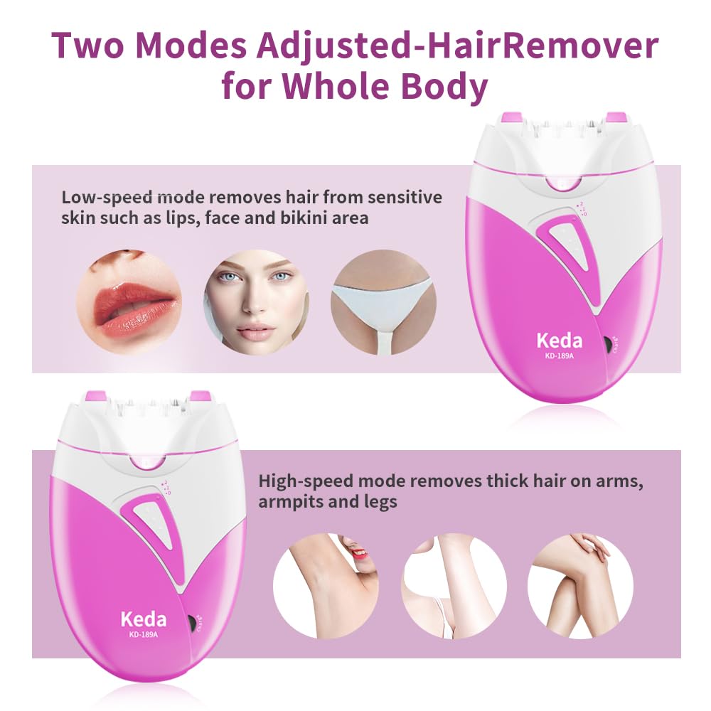 Epilierer Damen, Epilierer Haarentfernung für Frauen,Gesichts Epilierer mit 2 Geschwindigkeit,Smooth Glide Epilierer,Glamorous Skin Epilierer für Gesicht,Lady Shaver Remover für Bikinizone,Achseln,Arm