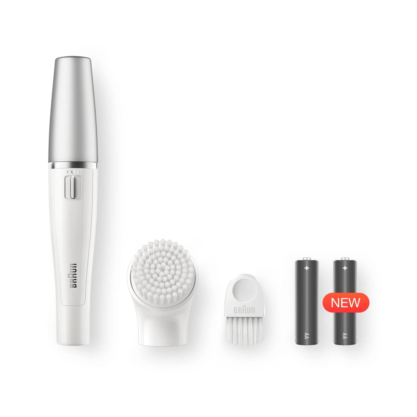 Braun FaceSpa Gesichtsepilierer Damen / Damenbart Entferner, Gesichtsreinigungsbürste, Haarentfernung und Reinigung, 810, weiß/silber