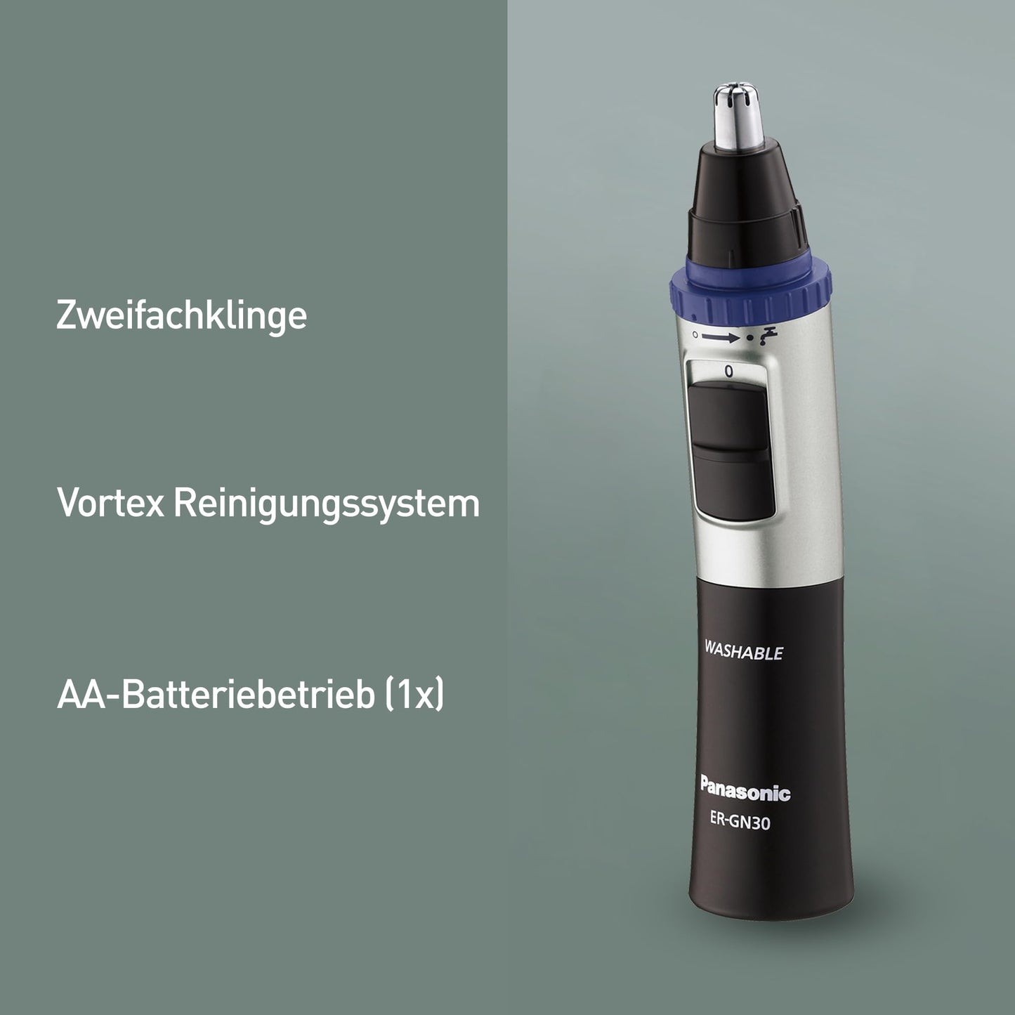 Panasonic Nasen/Ohrhaarschneider ER-GN-30K mit Batteriebetrieb | 1er Pack