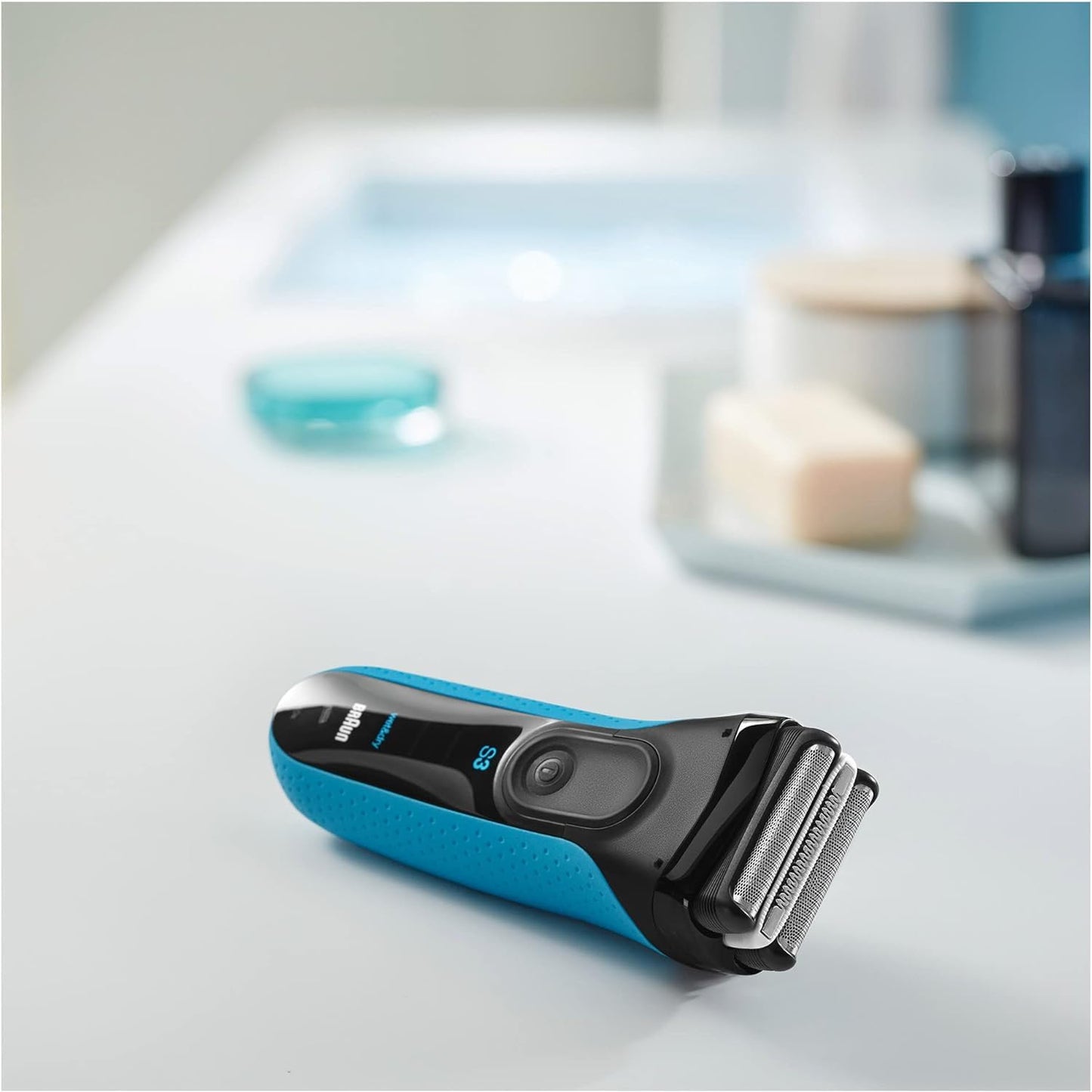 Braun Series 3 ProSkin Elektrorasierer mit Präzisionstrimmer, Rasierer Herren Elektrisch, elektrischer Rasierer, Wet&Dry, rasierapparat, trockenrasierer, Made in Germany, 3040s, schwarz/blau