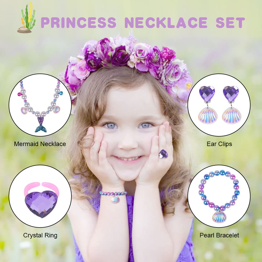 OSDUE Schmuckset Mädchen, Kinderschmuck Enthalten Halskette, Ringe, Armbänder, Ohrring, Schmuck Set Einhorn für Party Dress Up Geschenk