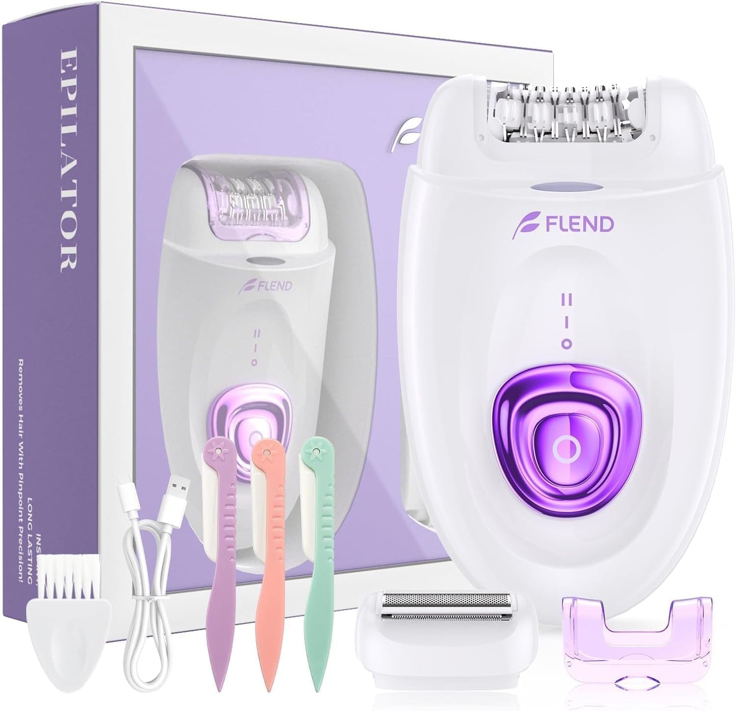 Elektrischer Epilierer für Damen, 2 in 1 Epilierer mit LED-Licht für Achselhöhlen, Beine, Arme, Epilierer für Beine, Epilierer für das Gesicht, Elektrorasierer und Epilierer