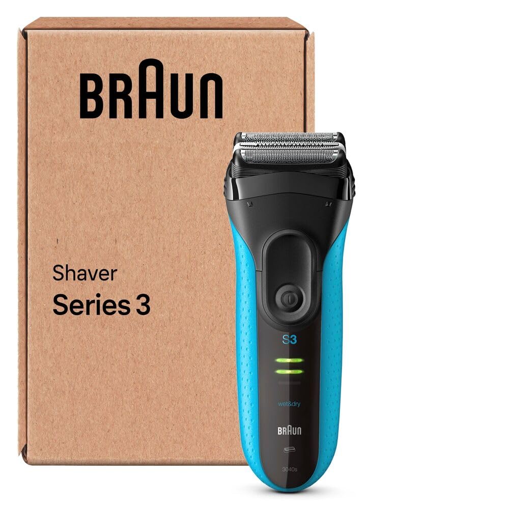 Braun Series 3 ProSkin Elektrorasierer mit Präzisionstrimmer, Rasierer Herren Elektrisch, elektrischer Rasierer, Wet&Dry, rasierapparat, trockenrasierer, Made in Germany, 3040s, schwarz/blau