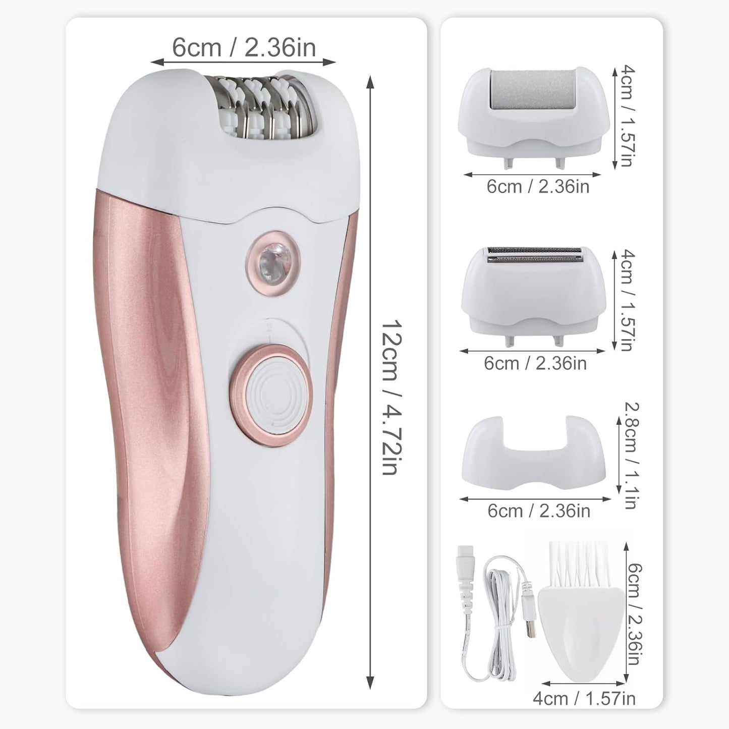 Mapille Epilierer Damen 3-in-1, Kabelloser Elektrischer Haarentferner mit LED-Licht, Nass & Trocken, 2 Geschwindigkeiten, Epeliergerät Körper für Gesicht, Beine, Achseln & Bikini, USB Wiederaufladbar