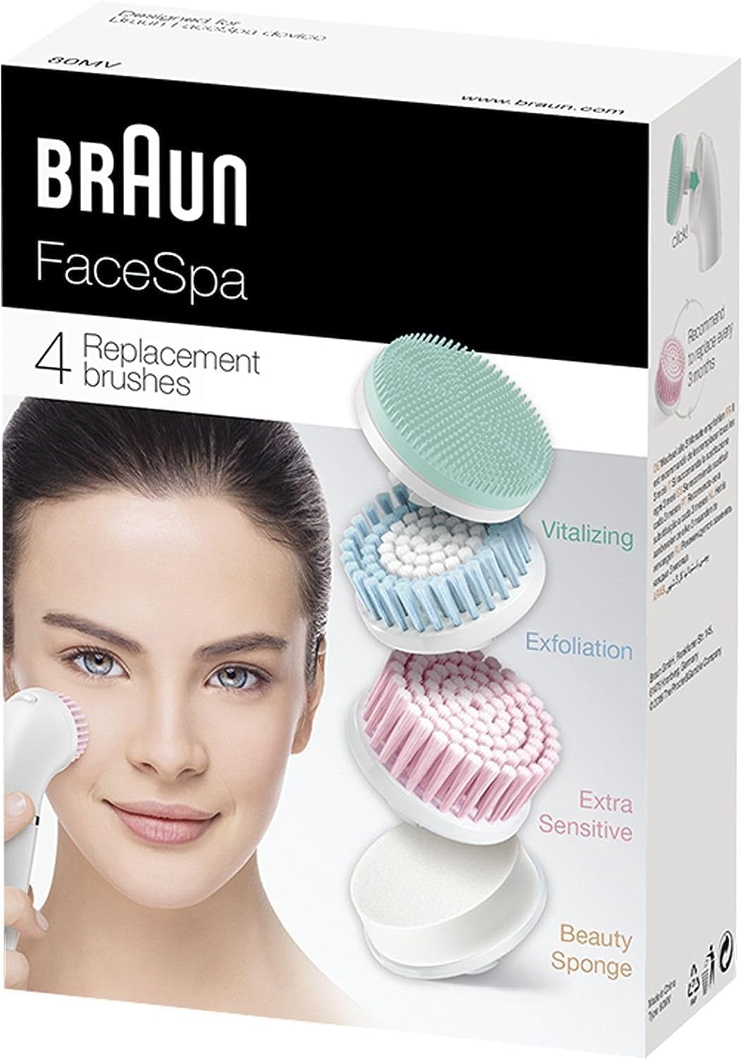 Braun FaceSpa Pro Beauty Set mit Gesichtsepilierer, Gesichtsreinigungsbürste, Aufsatz, Halter und Tasche, SE912, weiß/bronze & Face Mini-Haarentferner, für Damen, FS1000, weiß