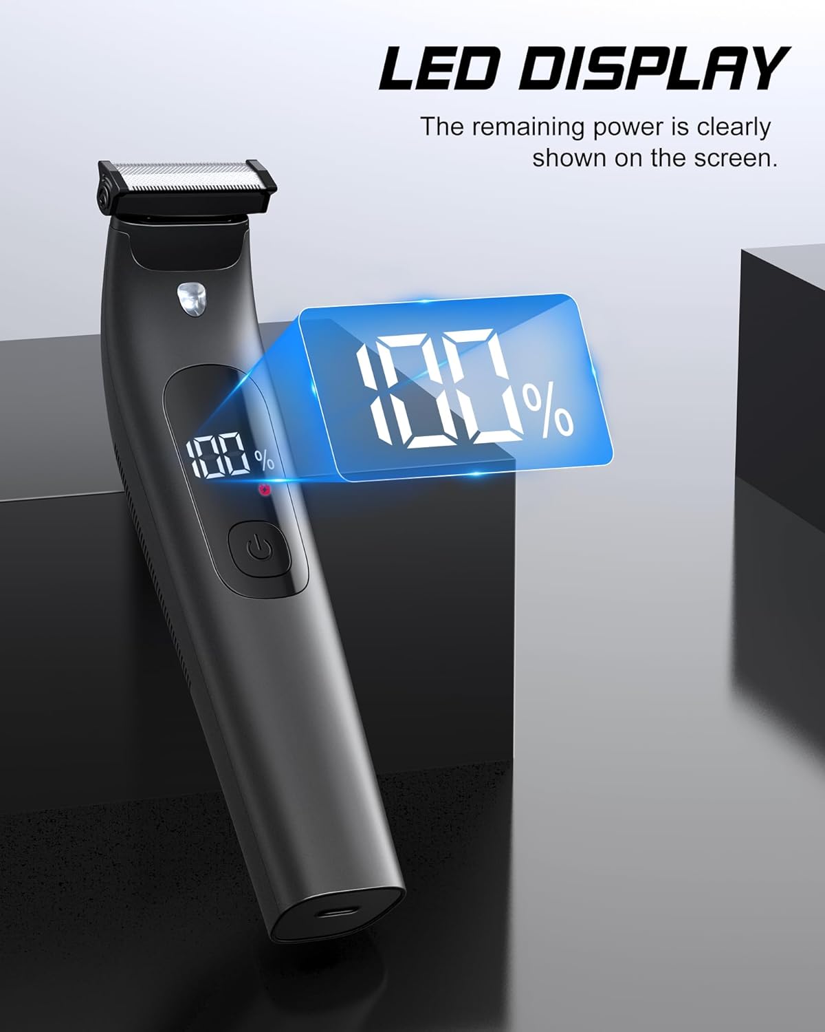 Intimate Shaver Men's Electric Waterproof Body Shaver Men with LED Light, Intimate Area Body Hair Trimmer, Full Body Groomer Beard Hair Remover for Men, USB, IPX7