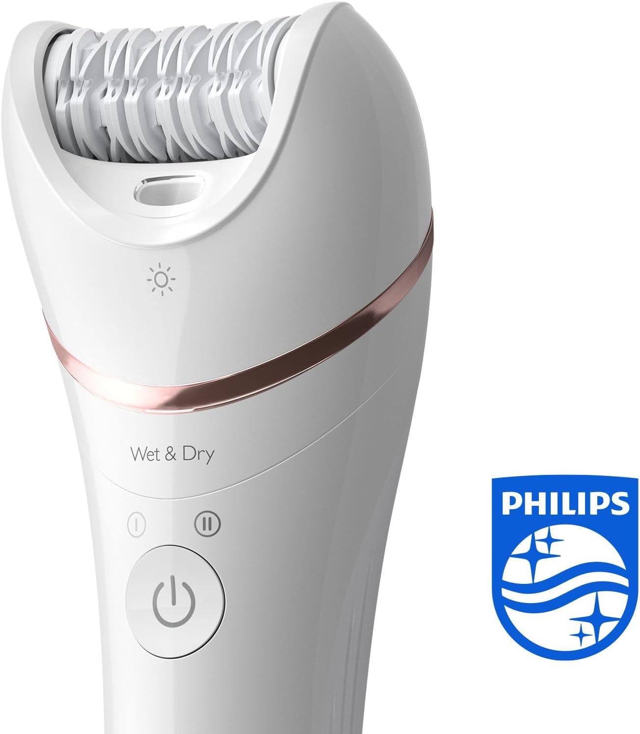 Philips Epilierer Series 8000, kabelloser Nass- und Trockenepilierer für Beine und Körper, Haarentfernungsgerät, mit 8 Zubehörteilen, Rasierer, Langhaarschneider und Körperpeeling-Gerät, (BRE735/00)