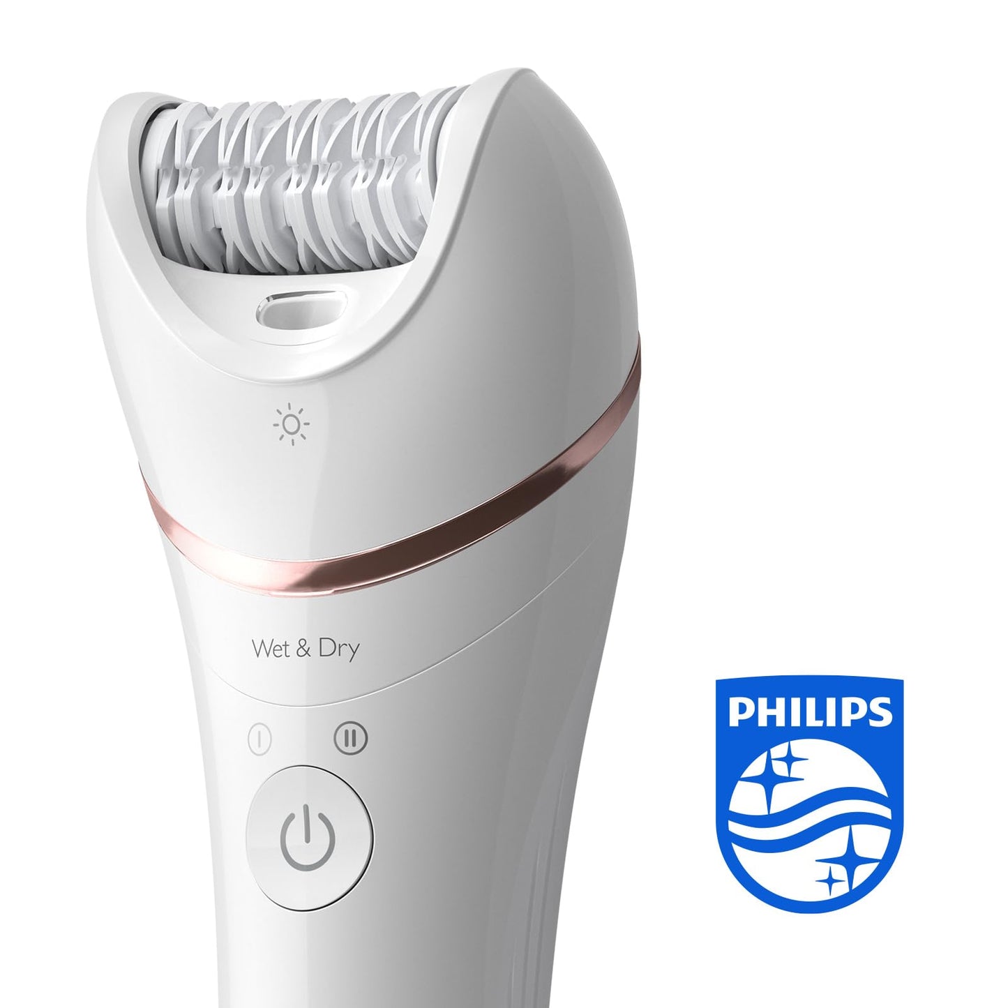 Philips Epilierer Series 8000, kabelloser Nass- und Trockenepilierer für Beine und Körper, mit 9 Zubehörteilen, Rasierer, Langhaarschneider, Pediküre und Körperpeeling-Gerät, Modell BRE740/10