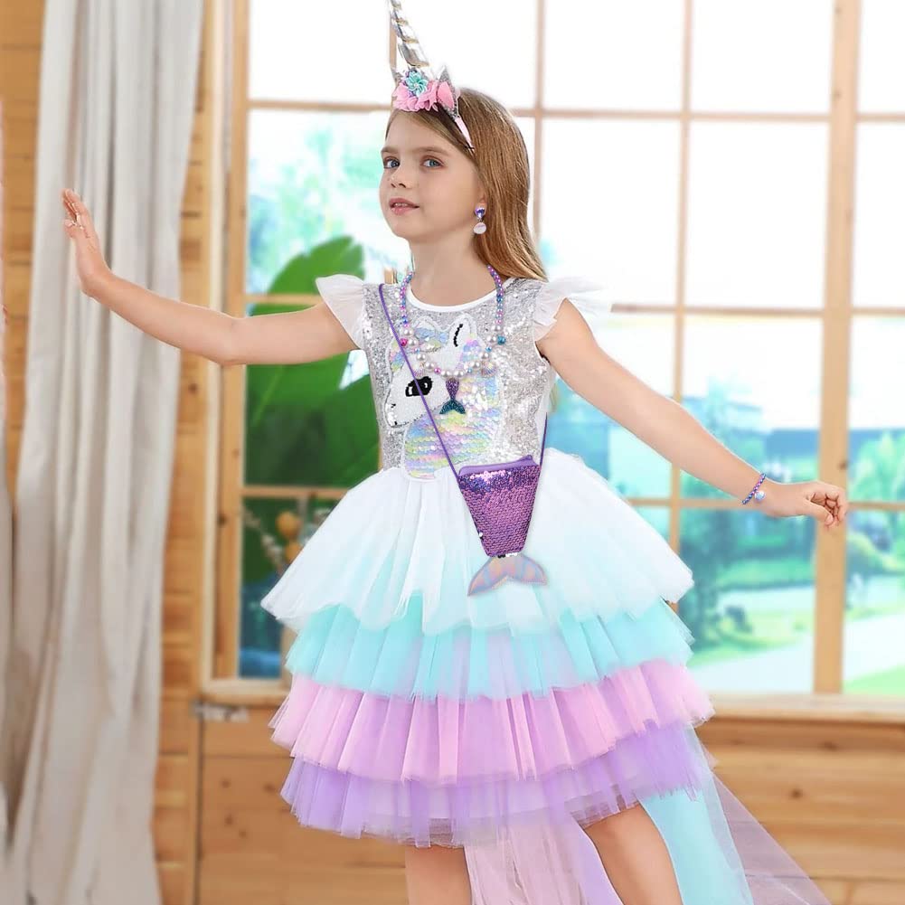 OSDUE Schmuckset Mädchen, Kinderschmuck Enthalten Halskette, Ringe, Armbänder, Ohrring, Schmuck Set Einhorn für Party Dress Up Geschenk