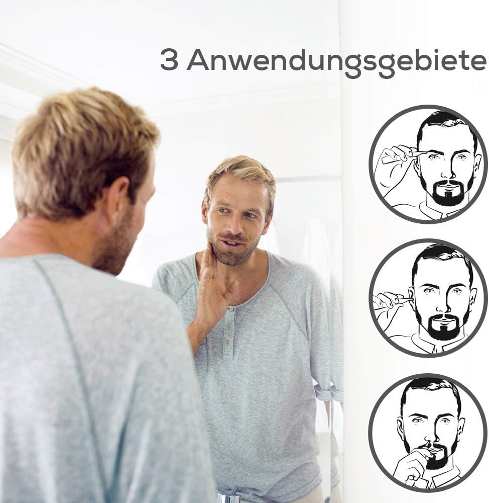 Beurer HR 2000 Präzisionstrimmer zur Korrektur und zum Trimmen von Augenbrauen, Nasen- und Ohrhaaren, inkl. Kammaufsatz und abnehmbarem Schneidaufsatz