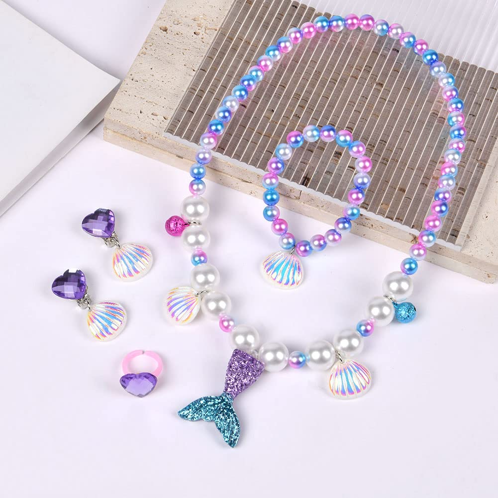 OSDUE Schmuckset Mädchen, Kinderschmuck Enthalten Halskette, Ringe, Armbänder, Ohrring, Schmuck Set Einhorn für Party Dress Up Geschenk
