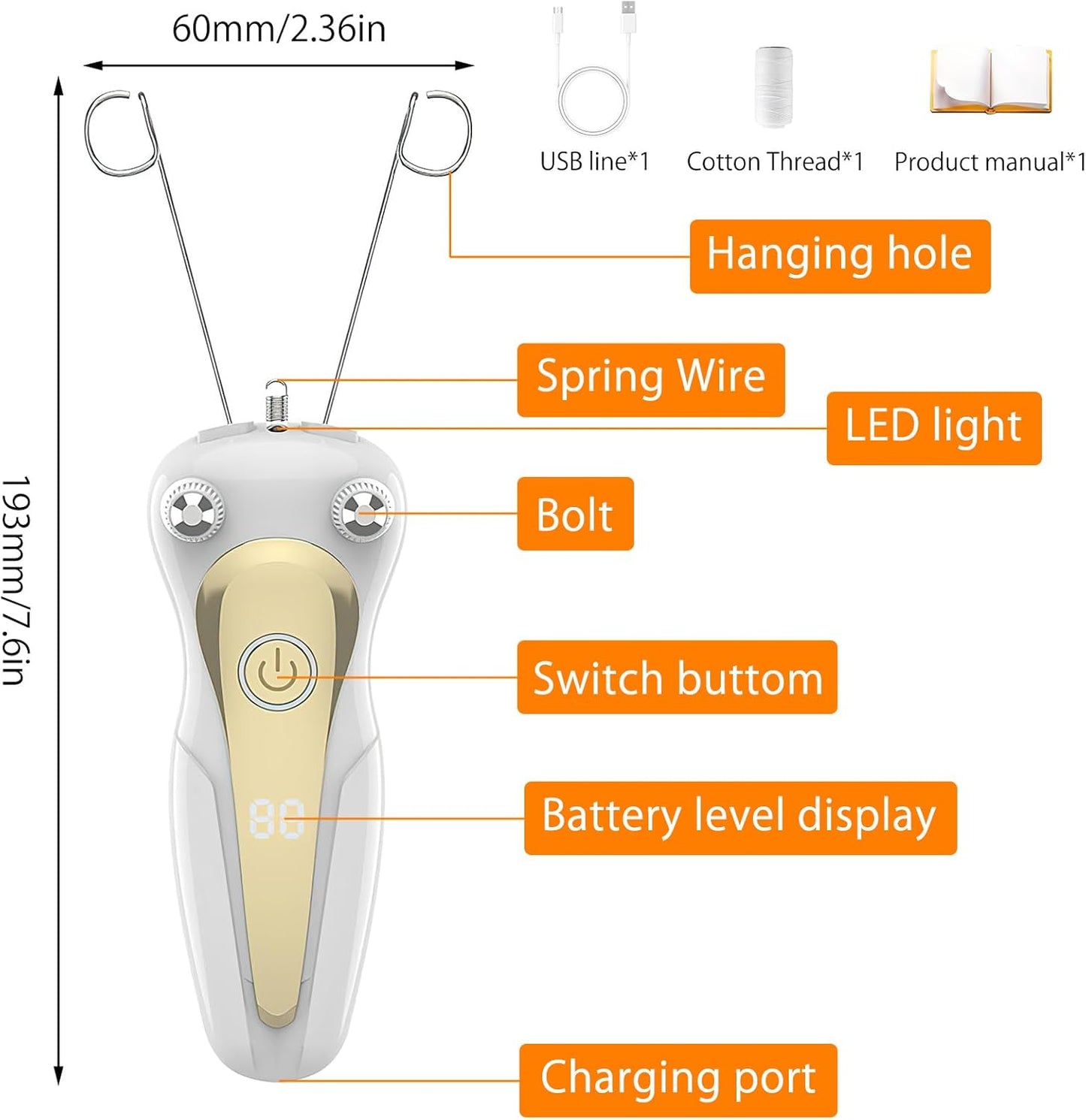 VOSSOT Epilierer Damen,Damen Gesichts-Haar-Entferner,Elektrischer Gesichtshaar-Entferner,USB Gesicht Epilierer Damen Epilierer mit LED,Gesichtshaarentferner für Frauen,Gesicht Massager,Hair Shaver