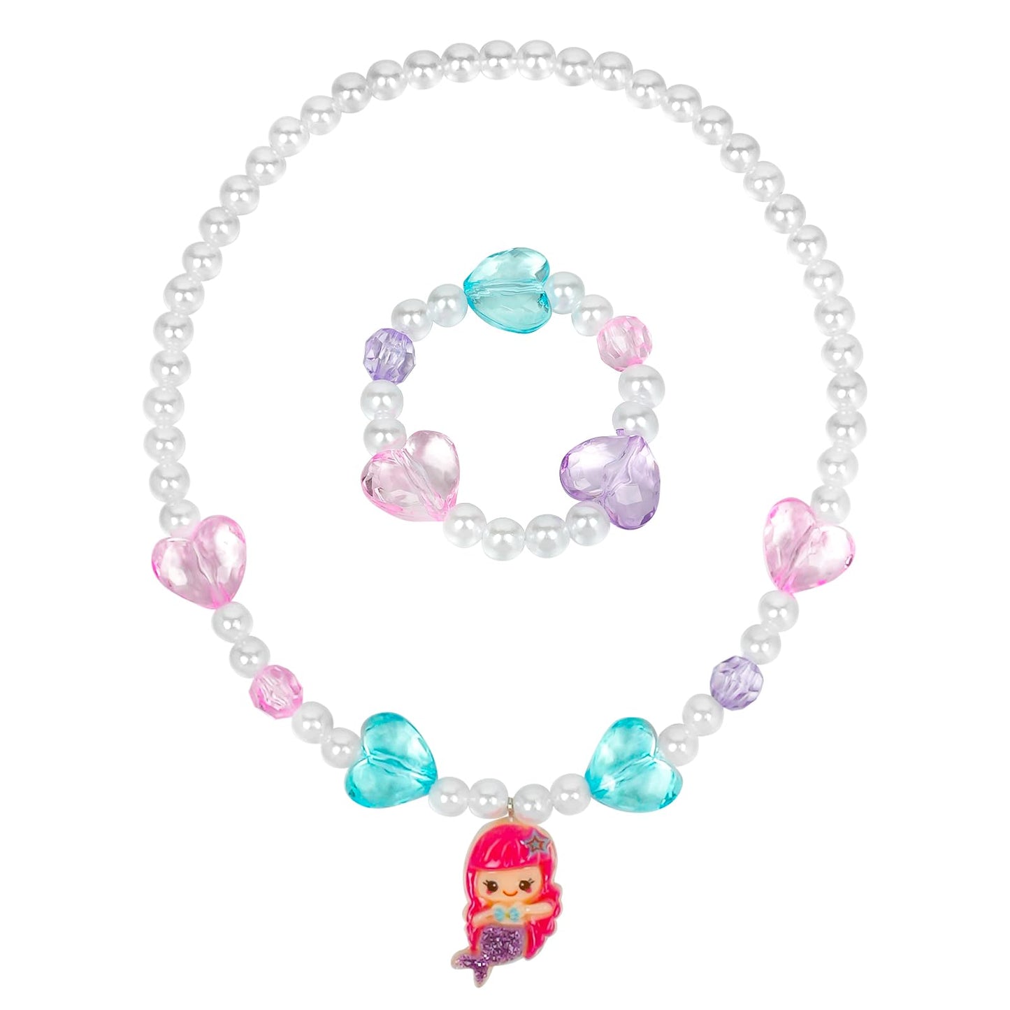 OSDUE Schmuckset Mädchen, Kinderschmuck Enthalten Halskette, Ringe, Armbänder, Ohrring, Schmuck Set Einhorn für Party Dress Up Geschenk