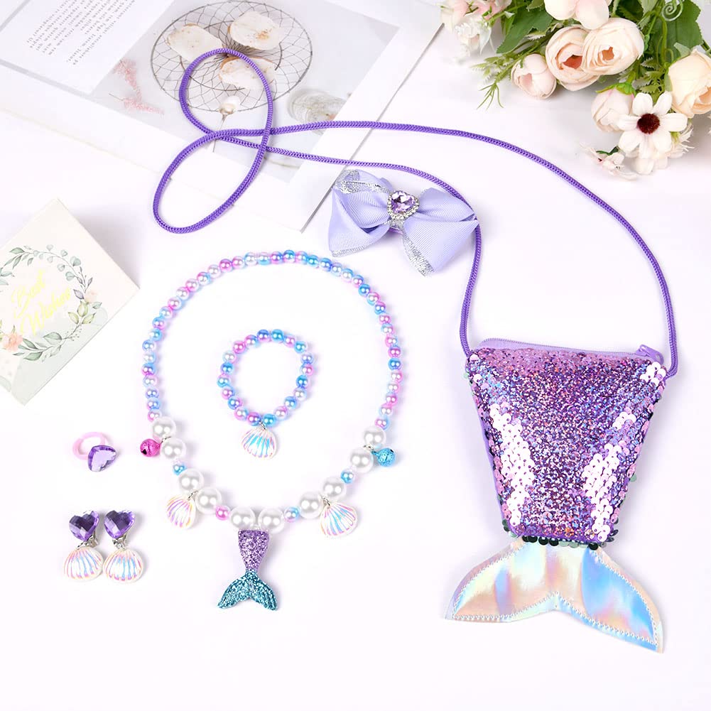 OSDUE Schmuckset Mädchen, Kinderschmuck Enthalten Halskette, Ringe, Armbänder, Ohrring, Schmuck Set Einhorn für Party Dress Up Geschenk