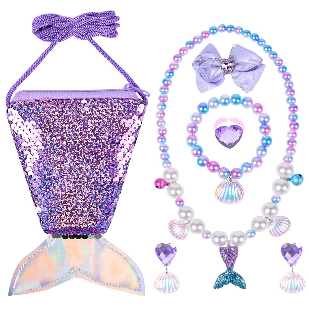 OSDUE Schmuckset Mädchen, Kinderschmuck Enthalten Halskette, Ringe, Armbänder, Ohrring, Schmuck Set Einhorn für Party Dress Up Geschenk
