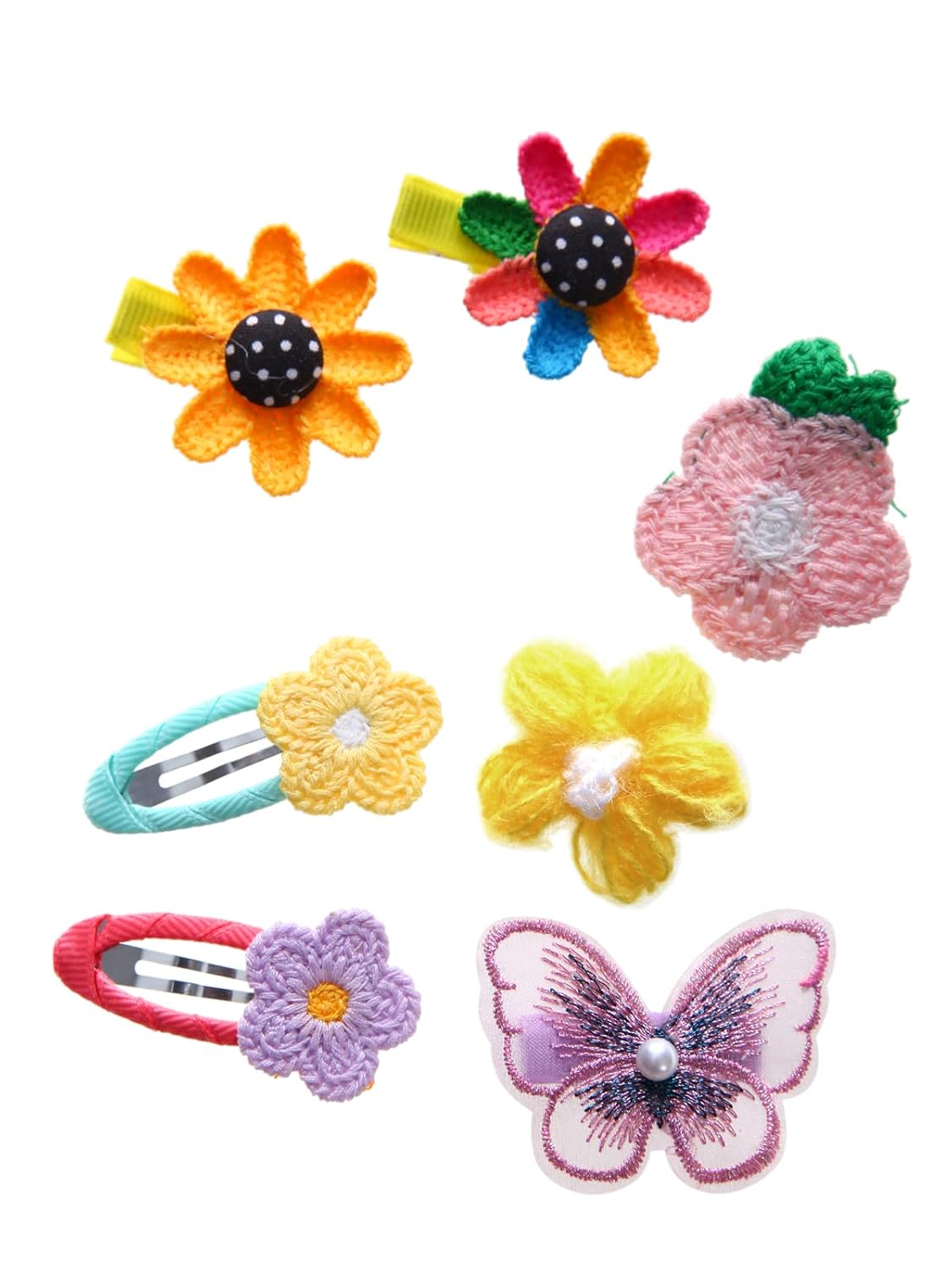 56 Pieces Cute Hair Clips Fashion Hair Accessories for Girls Flowers Fruits Colorful Rainbow Candy Dessert Cute Animal Hair Clips Set Non-Slip Metal Snaps