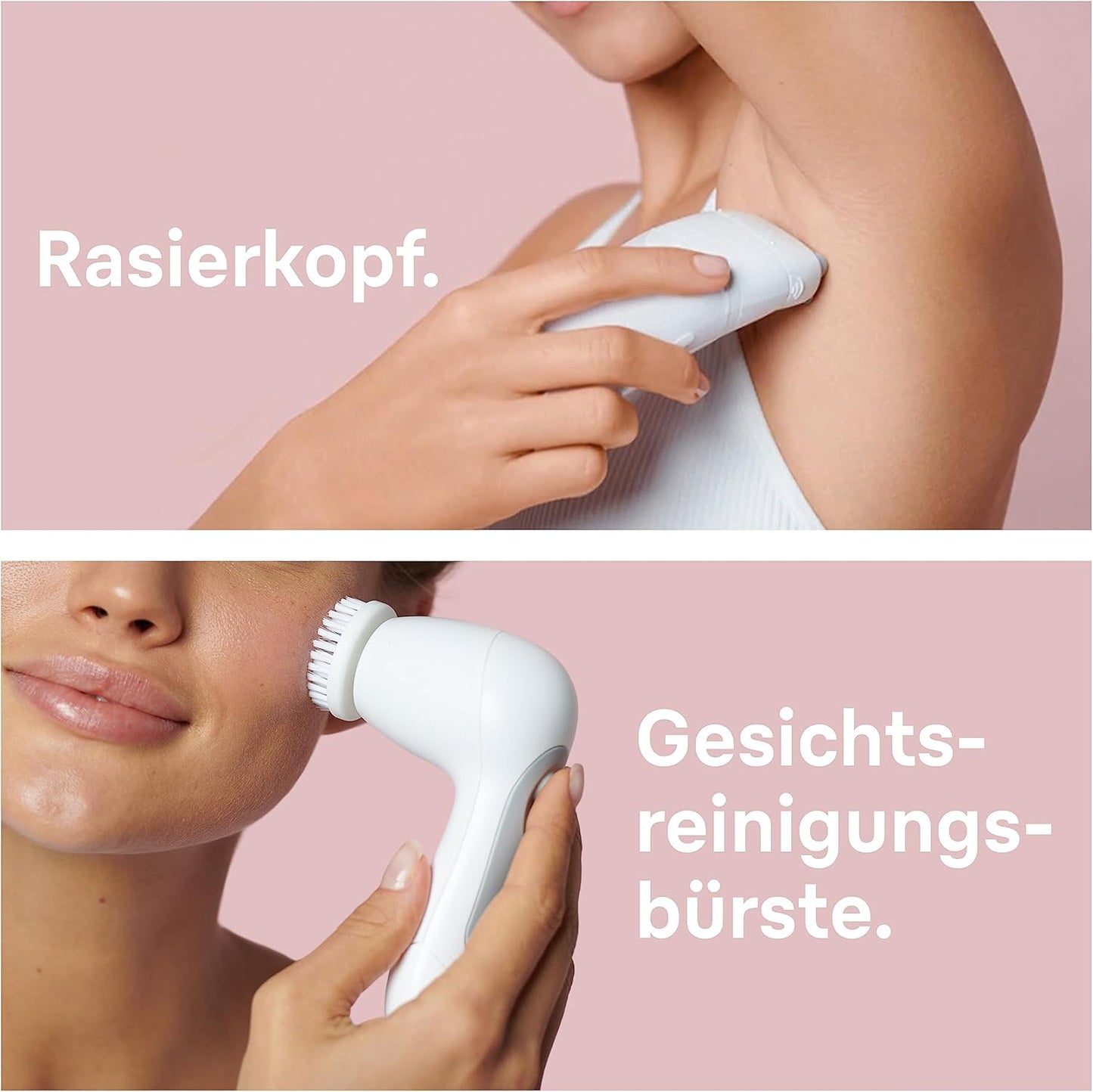 Braun Silk-épil 9 Epilierer Damen / Haarentferner für langanhaltende Haarentfernung, inkl. Gesichtsreinigungsbürste, Rasier- und Trimmeraufsatz, 9-855, weiß/roségold