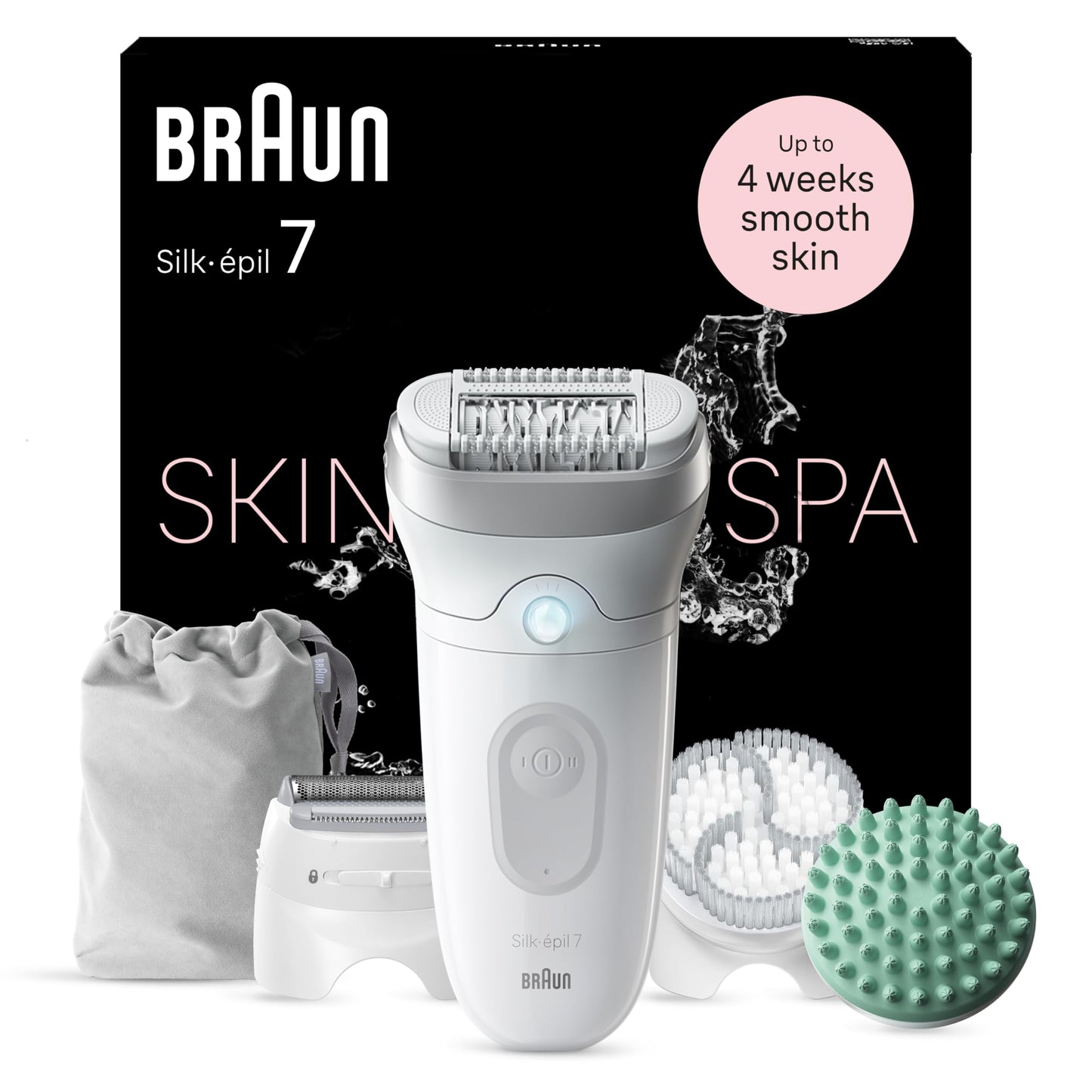 Braun Silk-épil 7 7-210 Women's Epilator / Hair Remover for Long-Lasting Hair Removal with Bikini Trimmer (Hair Trimmer Intimate Area), White/Flamingo Pink