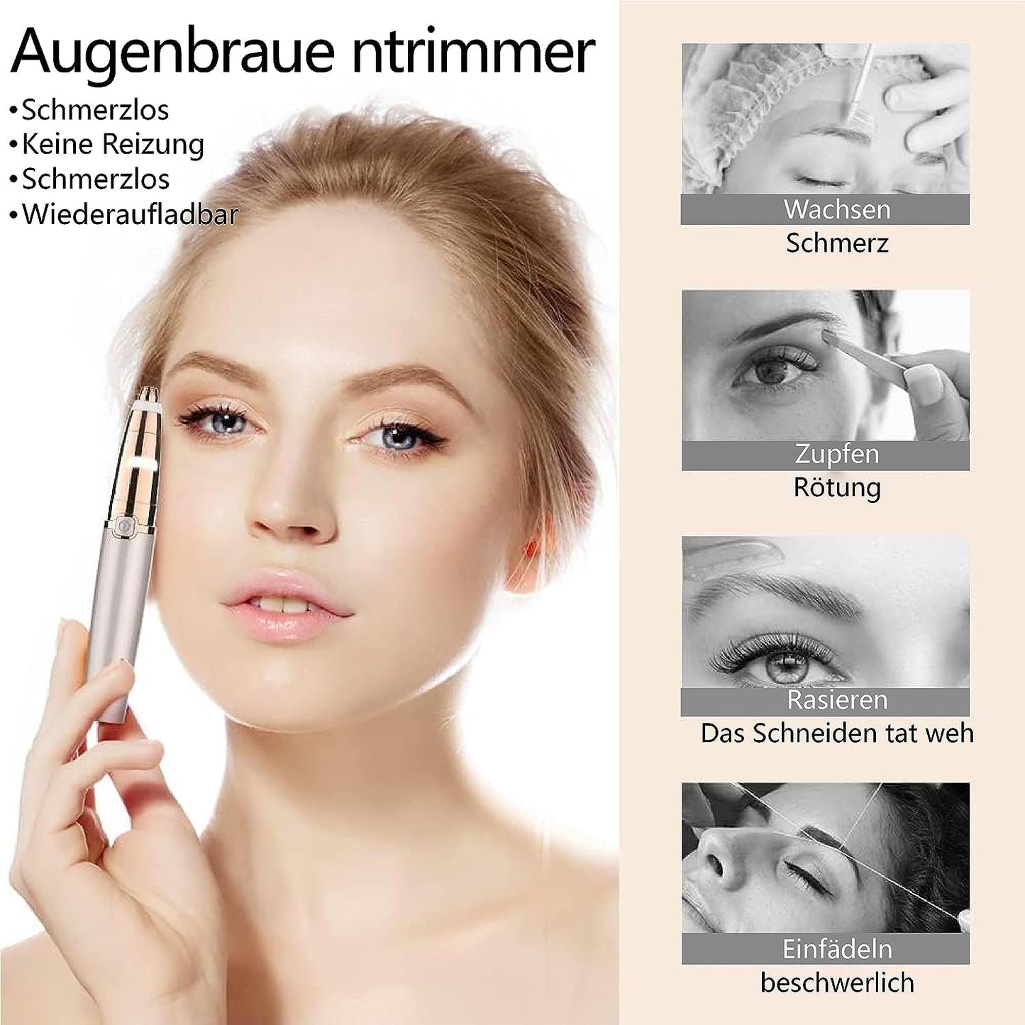 Augenbrauen Trimmer Damen Elektrisch Augenbrauenrasierer: epilierer Augenbrauen für Frauen Schmerzlos und Präzisions Eyebrow Trimmer for Woman