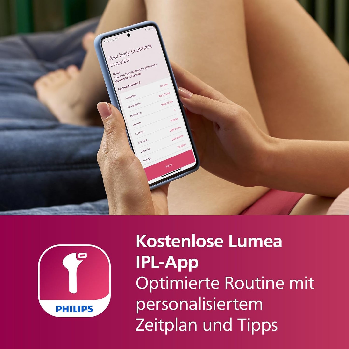 Philips Lumea IPL 7000 Series Haarentfernungsgerät – Alternative zur Laserhaarentfernung – 2 Aufsätze für Körper & Gesicht, inkl. Korrekturtrimmer (BRI921/00)