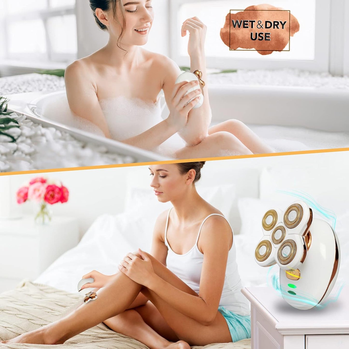 2021 Women's Electric Shaver, Intimate Shaver for Women, Painless, Women's Shaver, Electric Waterproof, Hair Trimmer for Face, Arms, Legs, Intimate Area, USB Rechargeable
