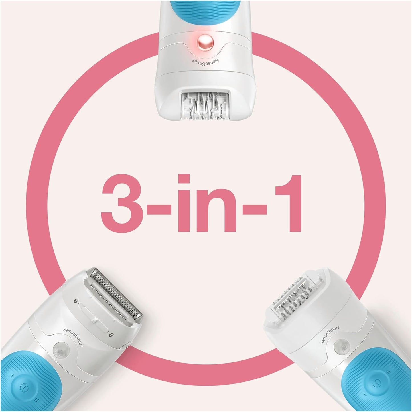 Braun Silk-épil 5 Epilierer Damen für Haarentfernung / Haarentferner, inklusive Rasier- und Trimmeraufsatz, 5-605, weiß/türkis