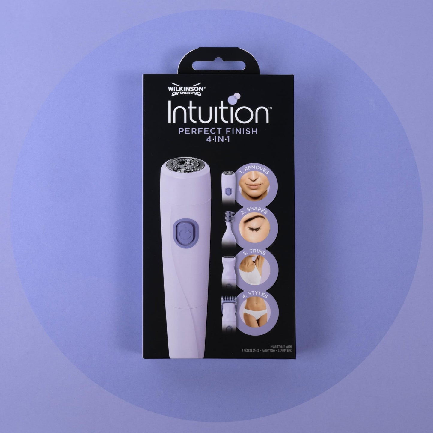 Wilkinson Sword - Intuition Perfect Finish 4in1 elektrischer Damen Trimmer für Körper, Bikinizone, Gesichtshaare und Augenbrauen